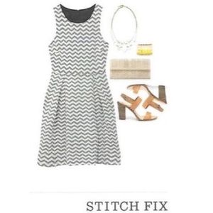 Stitch Fix Black and White Pleated A Line Dress